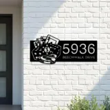 Custom Metal Casino poker Metal Address Sign Custom House number Hanging Address Plaque Yard Sign Outdoor