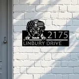 Custom Metal Newfoundland dog US flag glasses Metal Address Sign House number Hanging Address Plaque Yard Sign Outdoor decor