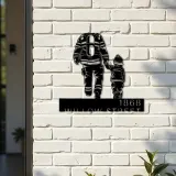 Custom Metal Firefighter father and son Fireman Metal Address Sign, House number, Outdoor Number Signage, Yard Sign Address Plate