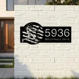 Custom Metal Baseball player distressed US flag Metal Address Sign, House number, Outdoor Number Signage, Yard Sign Address Plate