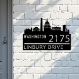 Custom Metal Washington city skyline Metal Address Sign Hanging Address Plaque house number Yard Outdoor Sign