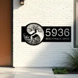Custom Metal Yin Yang tree of life Address Sign House number Hanging Address Plaque Yard Sign Outdoor Sign