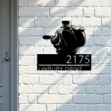 Custom Metal Man playing guitar guitarist Metal Address Sign, House number, Outdoor Number Signage, Yard Sign Address Plate
