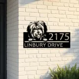 Custom Metal Tibetan Terrier dog Puppy Metal Address Sign House number Hanging Address Plaque Yard Sign Outdoor decor
