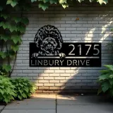 Custom Metal Cavapoo dog Cute Puppy Metal Address Sign House number Hanging Address Plaque Yard Sign Outdoor decor
