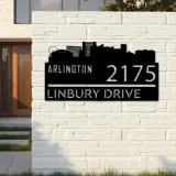 Custom Metal Arlington city skyline Metal Address Sign Hanging Address Plaque house number Yard Outdoor Sign