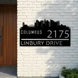 Custom Metal Columbus city skyline Metal Address Sign Hanging Address Plaque house number Yard Outdoor Sign