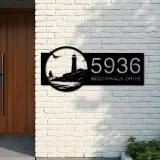 Custom Metal Lighthouse Metal Address Sign, House number, Outdoor Number Signage, Yard Sign Address Plate001