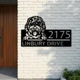 Custom Metal Bobtail dog cute puppy Metal Address Sign House number Hanging Address Plaque Yard Sign Outdoor decor
