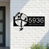 Custom Metal World traveling adventure Address Sign House number Hanging Address Plaque Yard Sign Outdoor Sign
