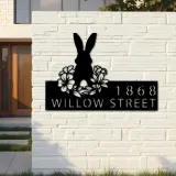 Custom Metal Rabbit Easter egg Bunny Metal Address Sign, House number, Outdoor Number Signage, Yard Sign Address Plate
