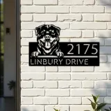 Custom Metal Rottweiler Dog Cute puppy Metal Address Sign House number Hanging Address Plaque Yard Sign Outdoor decor