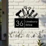 Custom Metal Hair Stylist Hair dresser salon Metal Address Sign, House number, Outdoor Number Signage, Yard Sign Address Plate