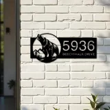 Custom Metal Grizzly bear Metal Address Sign, House number, Outdoor Number Signage, Yard Sign Address Plate002