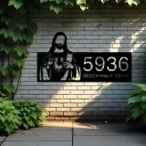 Custom Metal Jesus Christ Christian God Metal Address Sign, House number, Outdoor Number Signage, Yard Sign Address Plate