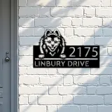 Custom Metal Volpino dog Puppy Metal Address Sign House number Hanging Address Plaque Yard Sign Outdoor decor