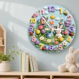 Spring Garden Bunny Kids Room Wall Clock
