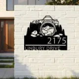 Custom Metal Camera mountain scene photography Metal Address Sign, House number, Outdoor Number Signage, Yard Sign Address Plate