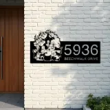 Custom Metal Witch and black cat halloween Metal Address Sign, House number, Outdoor Number Signage, Yard Sign Address Plate