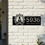 Custom Metal Yoga mandala meditation Metal Address Sign, House number, Outdoor Number Signage, Yard Sign Address Plate