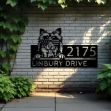 Custom Metal Shetland Sheepdog US flag glasses Metal Address Sign House number Hanging Address Plaque Yard Sign Outdoor decor