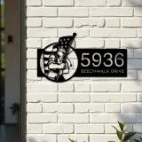 Custom Metal American soldier holding US flag Metal Address Sign, House number, Outdoor Number Signage, Yard Sign Address Plate