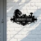 Custom Metal Cute Squirrel Wild animal wildlife Metal Address Sign, House number, Outdoor Number Signage, Yard Sign Address Plate
