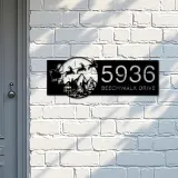 Custom Metal Christmas Santa Claus on sleigh reindeer Metal Address Sign, House number, Outdoor Number Signage, Yard Sign Address Plate