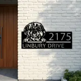 Custom Metal Shih Tzu Dog Cute puppy Metal Address Sign House number Hanging Address Plaque Yard Sign Outdoor decor