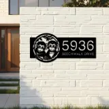 Custom Metal Cute Monkeys Wild animal wildlife Metal Address Sign, House number, Outdoor Number Signage, Yard Sign Address Plate