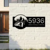 Custom Metal Mountain bike biker MTB Metal Address Sign, House number, Outdoor Number Signage, Yard Sign Address Plate