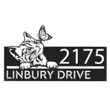 Custom Metal Cat Curious Kitten with butterfly Metal Address Sign, House number, Outdoor Number Signage, Yard Sign Address Plate