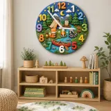 Woodland Camping Adventure Kids Room Wall Clock