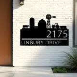 Custom Metal Farm landscape ranch Metal Address Sign, House number, Outdoor Number Signage, Yard Sign Address Plate