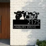 Custom Metal Cows Heifers farmhouse Metal Address Sign House number Hanging Address Plaque Yard Sign Outdoor decor