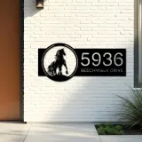 Custom Metal Horse Metal Address Sign, House number, Outdoor Number Signage, Yard Sign Address Plate