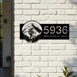 Custom Metal Hiker Camping mountain climbing Metal Address Sign, House number, Outdoor Number Signage, Yard Sign Address Plate