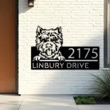 Custom Metal Westie Dog Cute puppy Metal Address Sign House number Hanging Address Plaque Yard Sign Outdoor decor