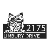 Custom Metal Shetland Sheepdog US flag glasses Metal Address Sign House number Hanging Address Plaque Yard Sign Outdoor decor