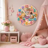Playful Pastel Kittens Kids Room Wall Clock