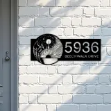 Custom Metal Yin Yang sun and moon Metal Address Sign, House number, Outdoor Number Signage, Yard Sign Address Plate