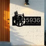 Custom Metal Bison forest wild life Metal Address Sign, House number, Outdoor Number Signage, Yard Sign Address Plate