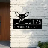 Custom Metal Miniature pinscher dog cute puppy Metal Address Sign House number Hanging Address Plaque Yard Sign Outdoor decor
