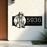 Custom Metal Floral Violin Violin player Metal Address Sign, House number, Outdoor Number Signage, Yard Sign Address Plate