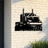 Custom Metal Trucker semi truck driver Metal Address Sign, House number, Outdoor Number Signage, Yard Sign Address Plate