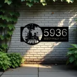 Custom Metal Dad and Son go fishing Metal Address Sign Custom House number Hanging Address Plaque Yard Sign Outdoor