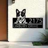 Custom Metal Blue heeler dog cute puppy Metal Address Sign House number Hanging Address Plaque Yard Sign Outdoor decor