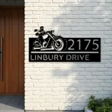 Custom Metal Biker motorcycle rider Metal Address Sign, House number, Outdoor Number Signage, Yard Sign Address Plate