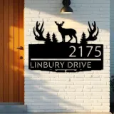 Custom Metal Deer hunting Metal Address Sign, House number, Outdoor Number Signage, Yard Sign Address Plate001