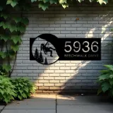 Custom Metal Mountain Rock climbing Metal Address Sign, House number, Outdoor Number Signage, Yard Sign Address Plate